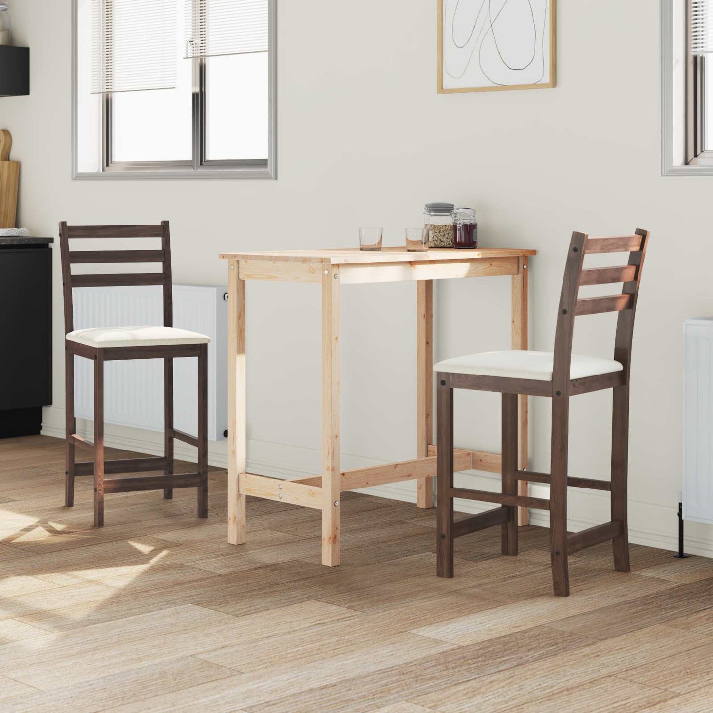 Sedie da pranzo 2 pz Legno di gomma solido Marrone Chiaro