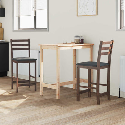 Sedie da pranzo 2 pz Legno di gomma solido Marrone Chiaro