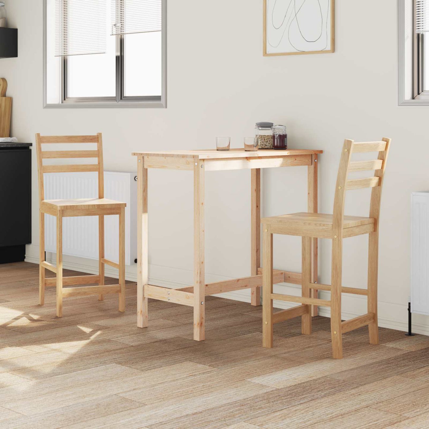 Sedie da pranzo 2 pz Legno di gomma solido Naturale
