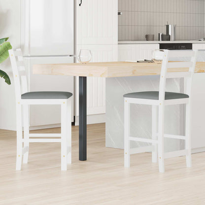 Sedie da pranzo 2 pz Legno di gomma solido Bianco