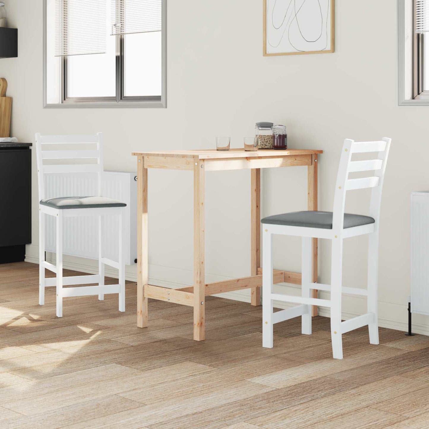 Sedie da pranzo 2 pz Legno di gomma solido Bianco