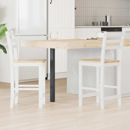 Sedie da pranzo 2 pz Legno di gomma solido Bianco