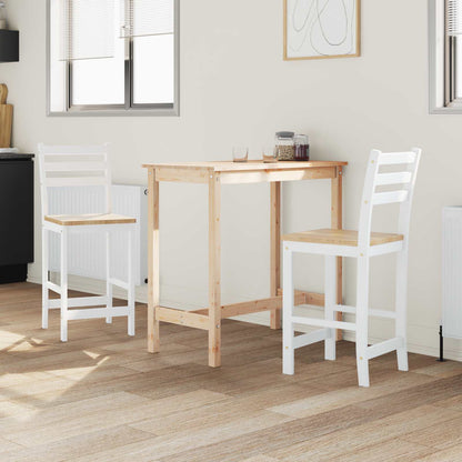 Sedie da pranzo 2 pz Legno di gomma solido Bianco