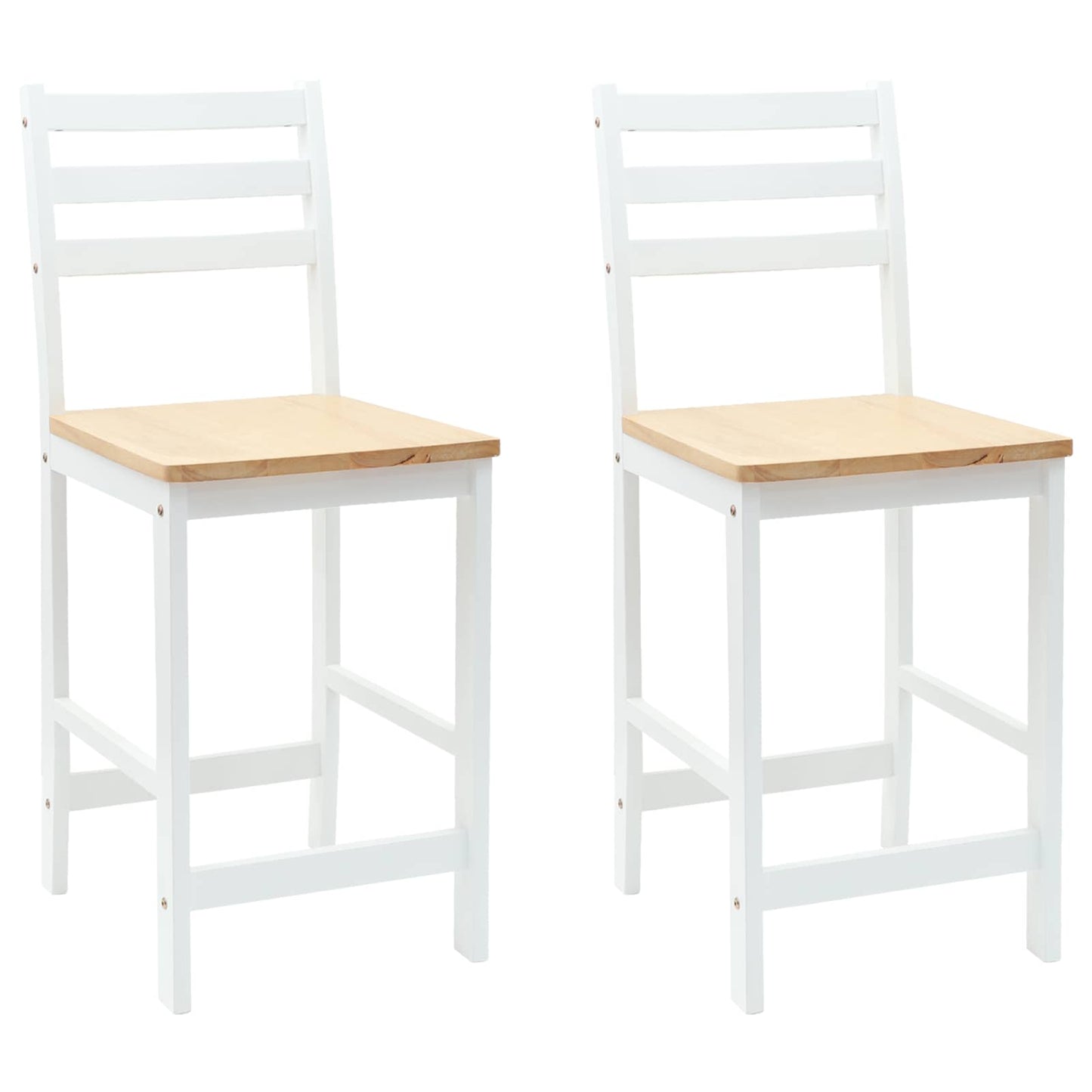 Sedie da pranzo 2 pz Legno di gomma solido Bianco