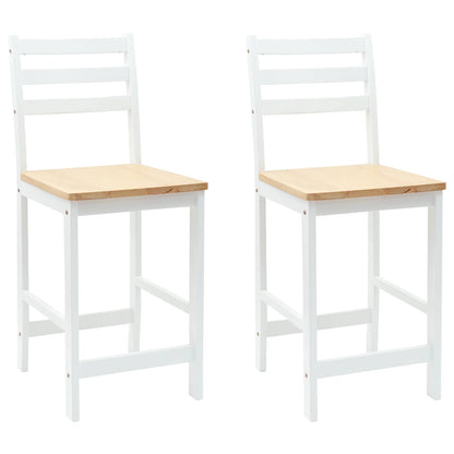 Sedie da pranzo 2 pz Legno di gomma solido Bianco