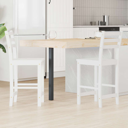 Sedie da pranzo 2 pz Legno di gomma solido Bianco