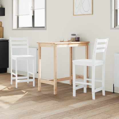Sedie da pranzo 2 pz Legno di gomma solido Bianco