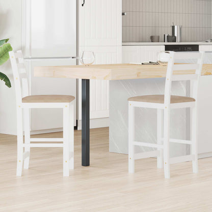 Sedie da pranzo 2 pz Legno di gomma solido Bianco