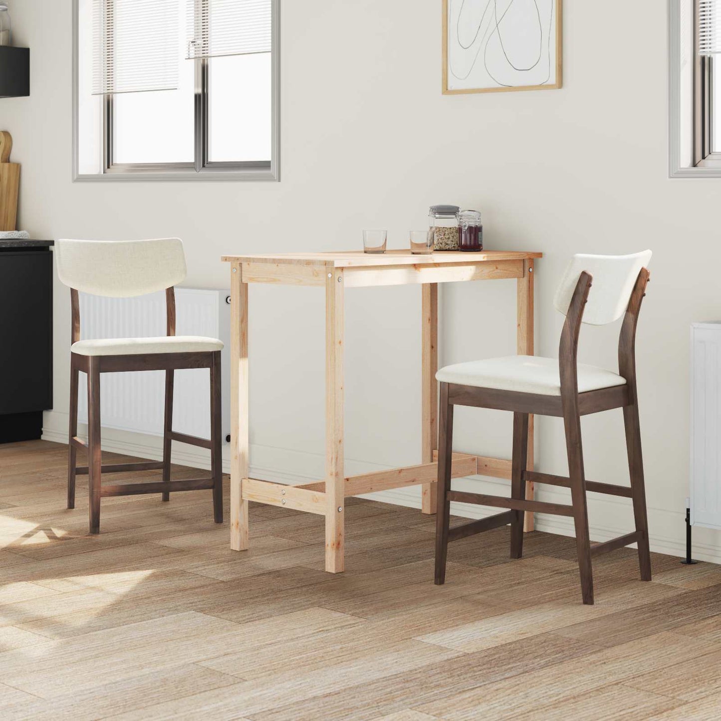 Sedie da pranzo 2 pz Legno di gomma solido Marrone Chiaro