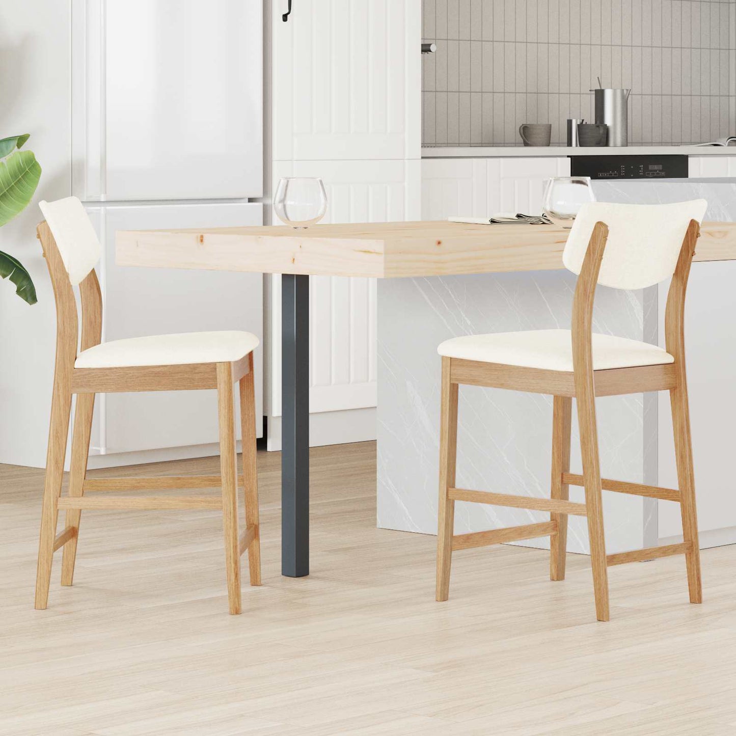 Sedie da pranzo 2 pz Legno di gomma solido Naturale