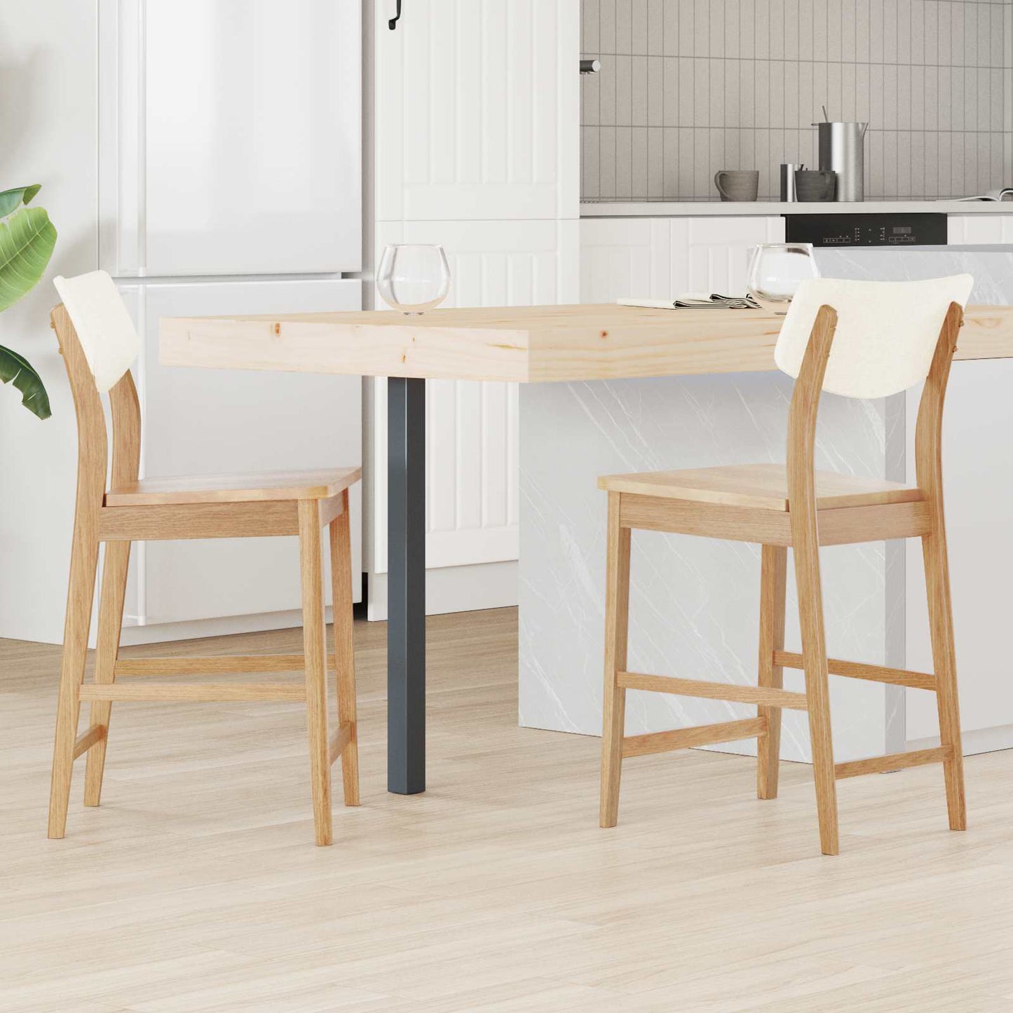 Sedie da pranzo 2 pz Legno di gomma solido Naturale