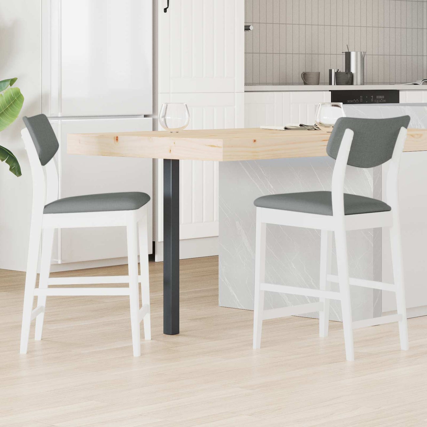 Sedie da pranzo 2 pz Legno di gomma solido Bianco