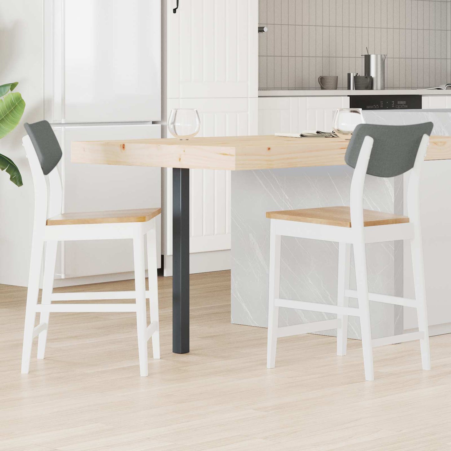 Sedie da pranzo 2 pz Legno di gomma solido Bianco