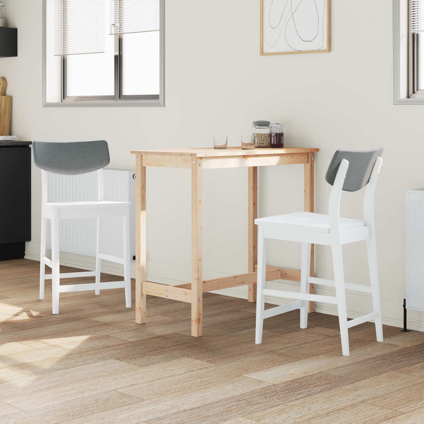 Sedie da pranzo 2 pz Legno di gomma solido Bianco