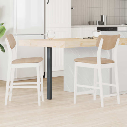 Sedie da pranzo 2 pz Legno di gomma solido Bianco