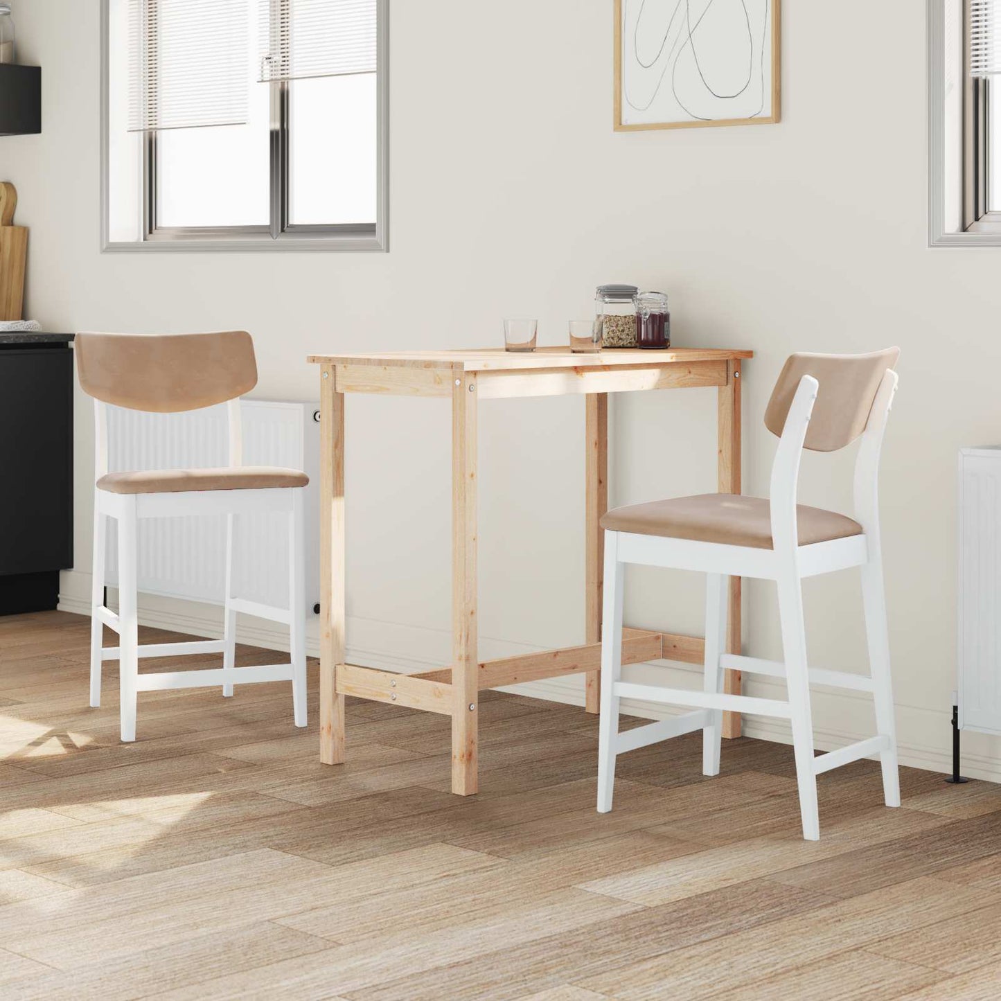 Sedie da pranzo 2 pz Legno di gomma solido Bianco