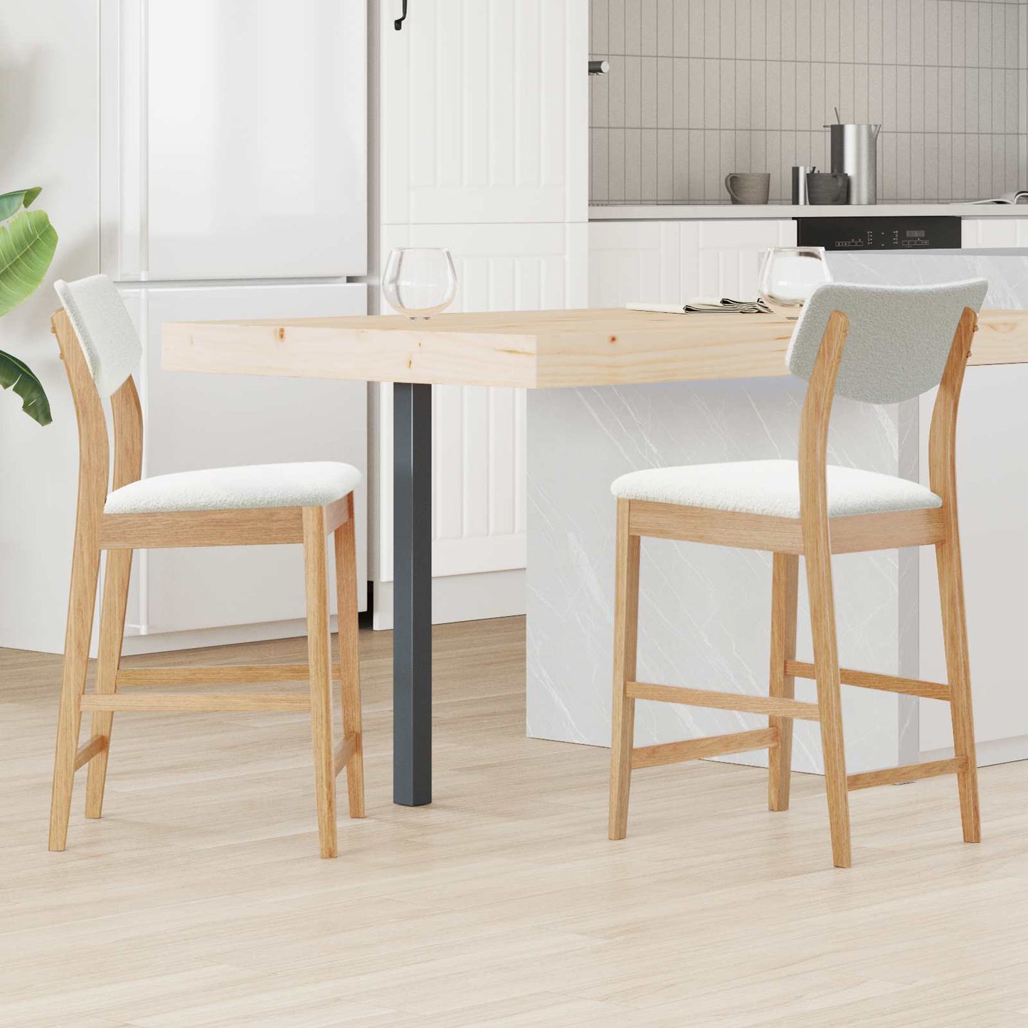 Sedie da pranzo 2 pz Legno di gomma solido Naturale