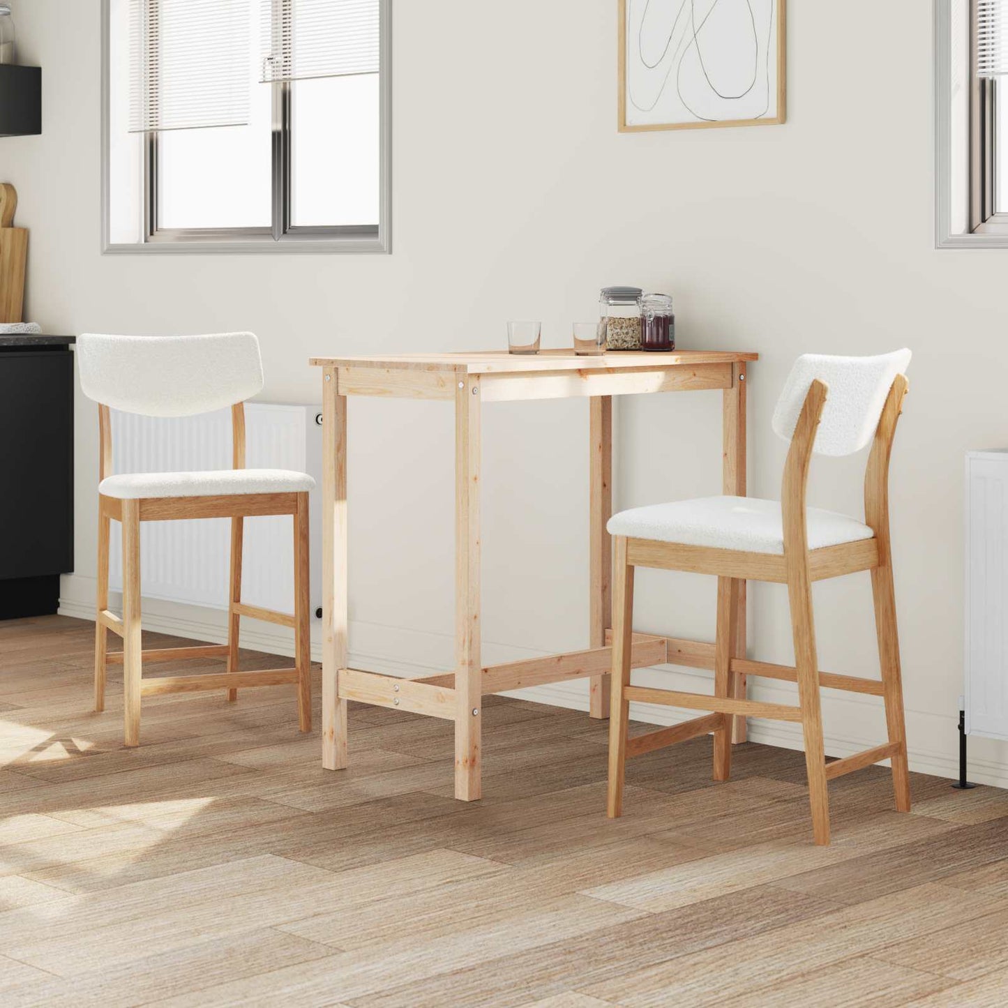 Sedie da pranzo 2 pz Legno di gomma solido Naturale