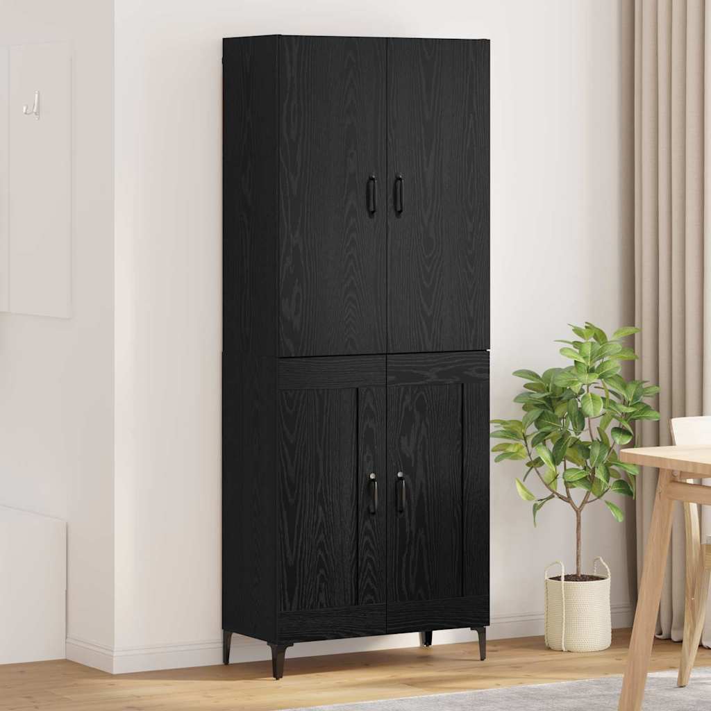 Credenza Rovere Nero 69,5 x 34 x 180 cm Legno multistrato