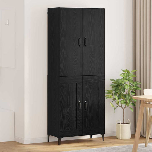 Credenza Rovere Nero 69,5 x 34 x 180 cm Legno multistrato