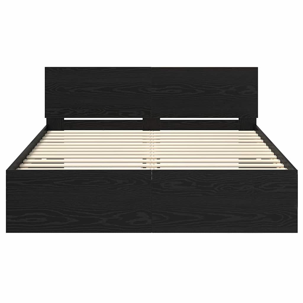 Struttura del letto Rovere Nero 120 x 190 cm Legno multistrato