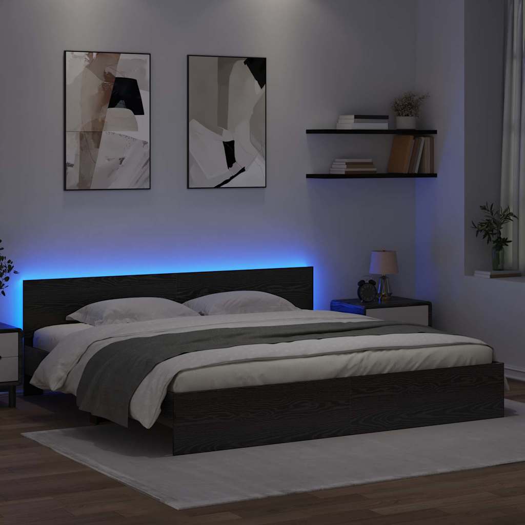 Struttura del letto Rovere Nero 180 x 200 cm Legno multistrato