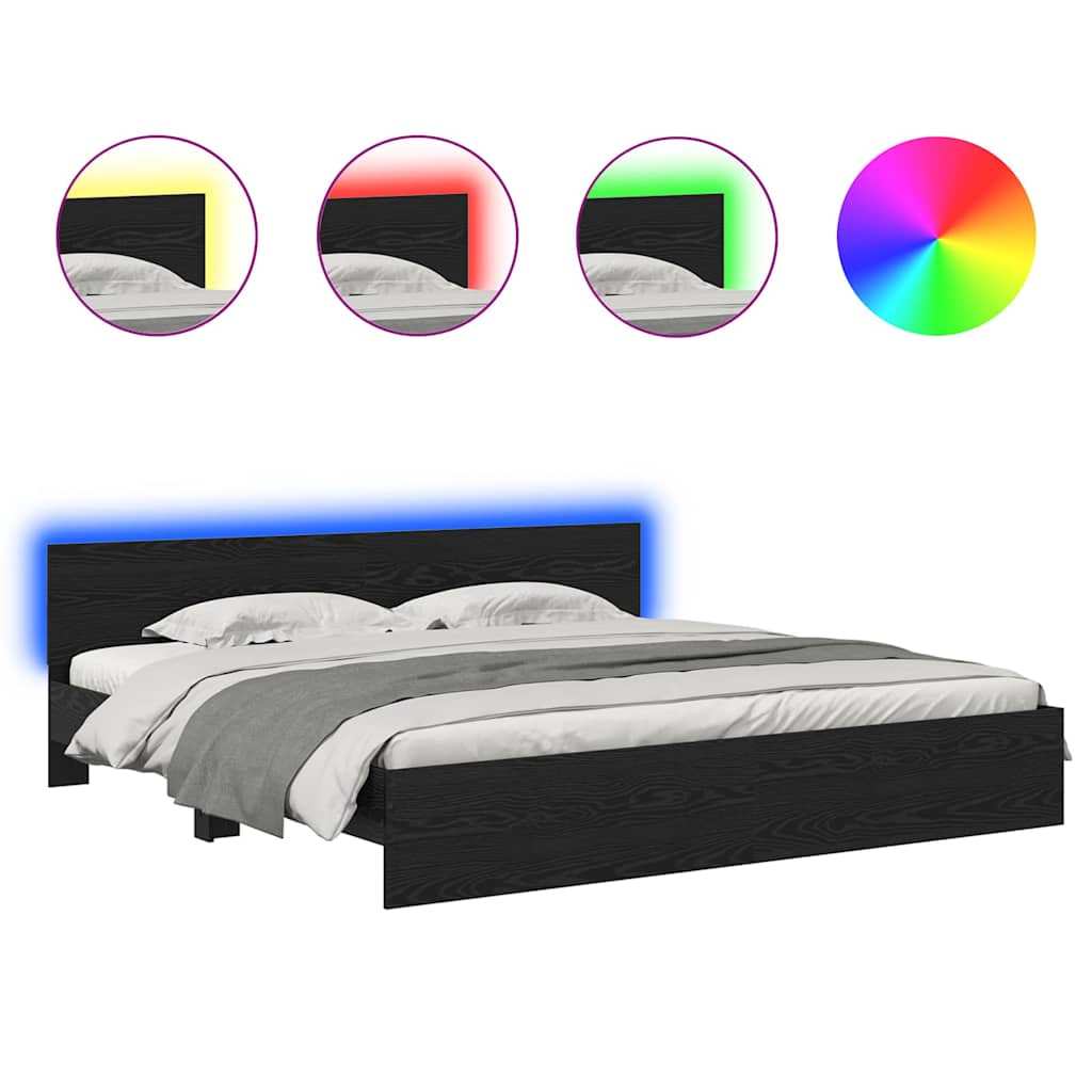 Struttura del letto Rovere Nero 180 x 200 cm Legno multistrato