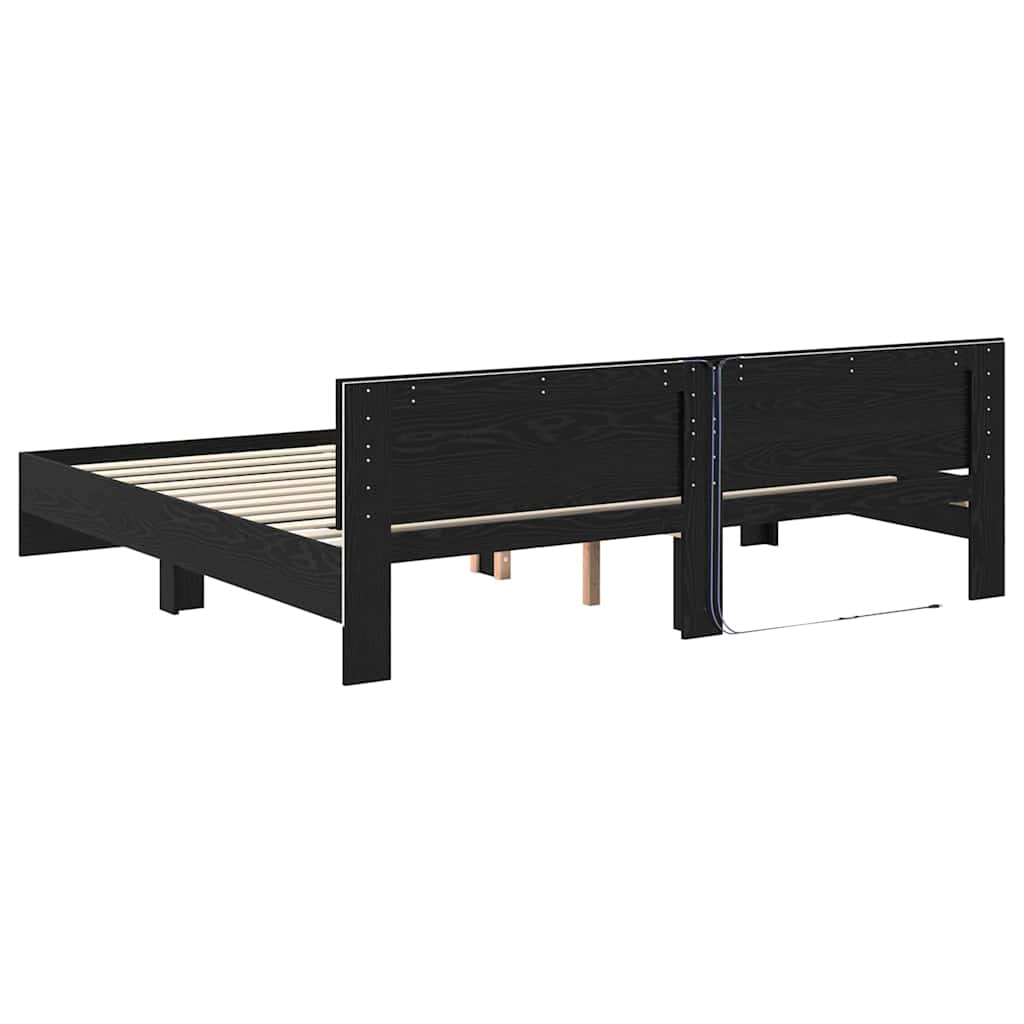 Struttura del letto Rovere Nero 200 x 200 cm Legno multistrato