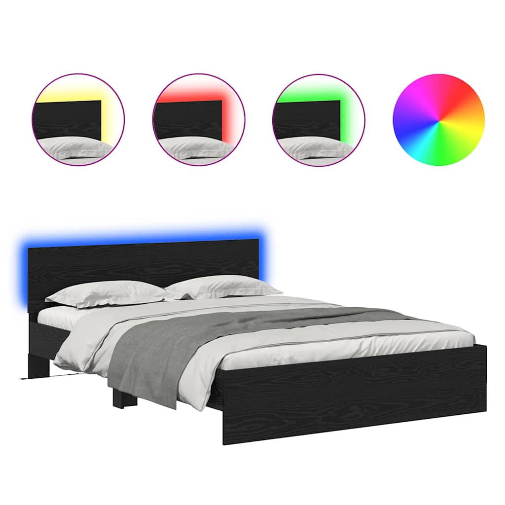 Struttura del letto Rovere Nero 150 x 200 cm Legno multistrato