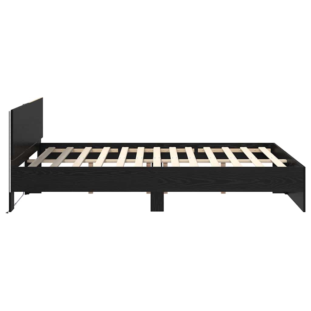 Struttura del letto Rovere Nero 150 x 200 cm Legno multistrato
