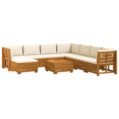 Set di divani da esterno con cuscino 9 Pezzo Marrone | homemem39