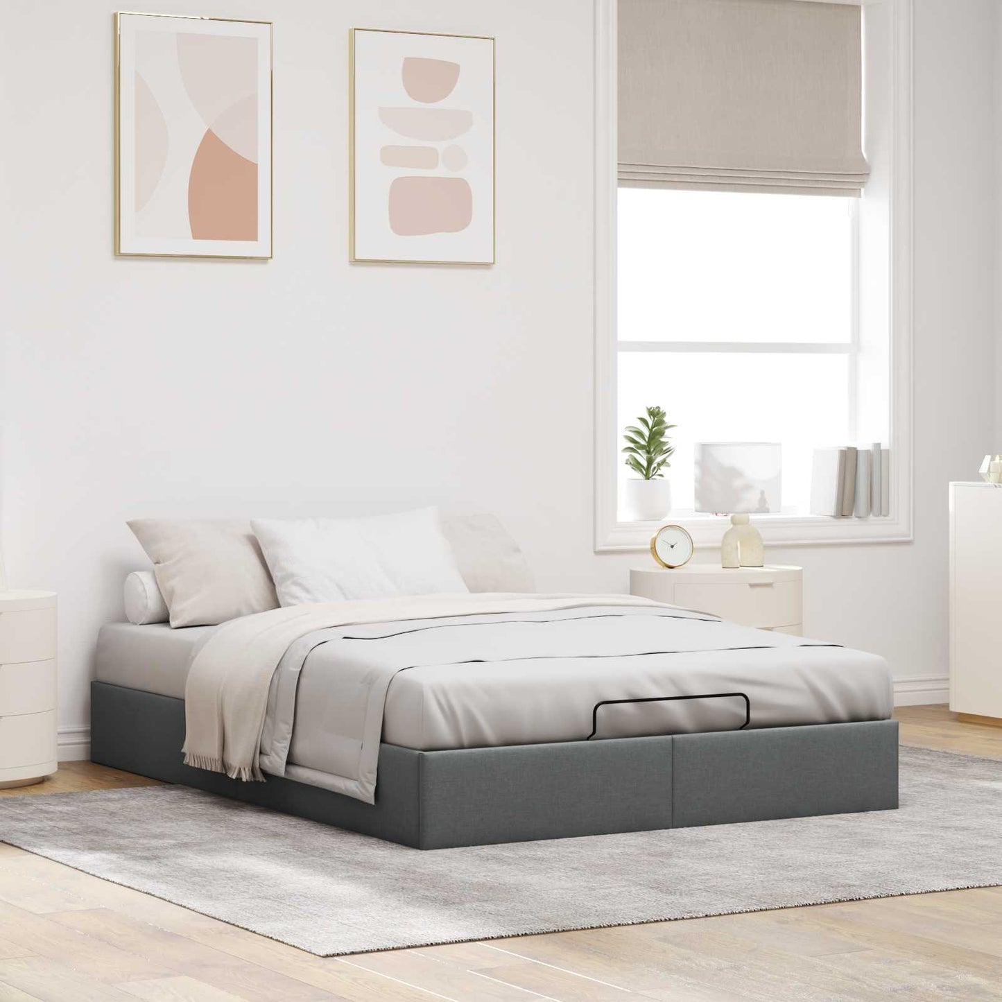 Letto ottomano Grigio Scuro 153 x 203 cm Tessuto | homemem39