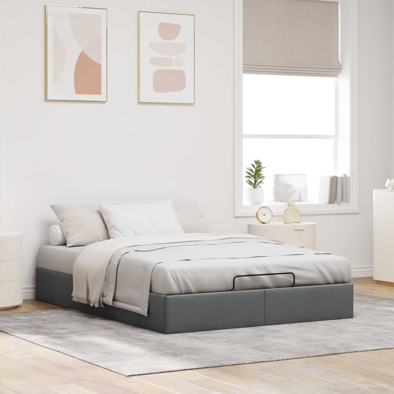 Letto ottomano Grigio Scuro 153 x 203 cm Tessuto | homemem39