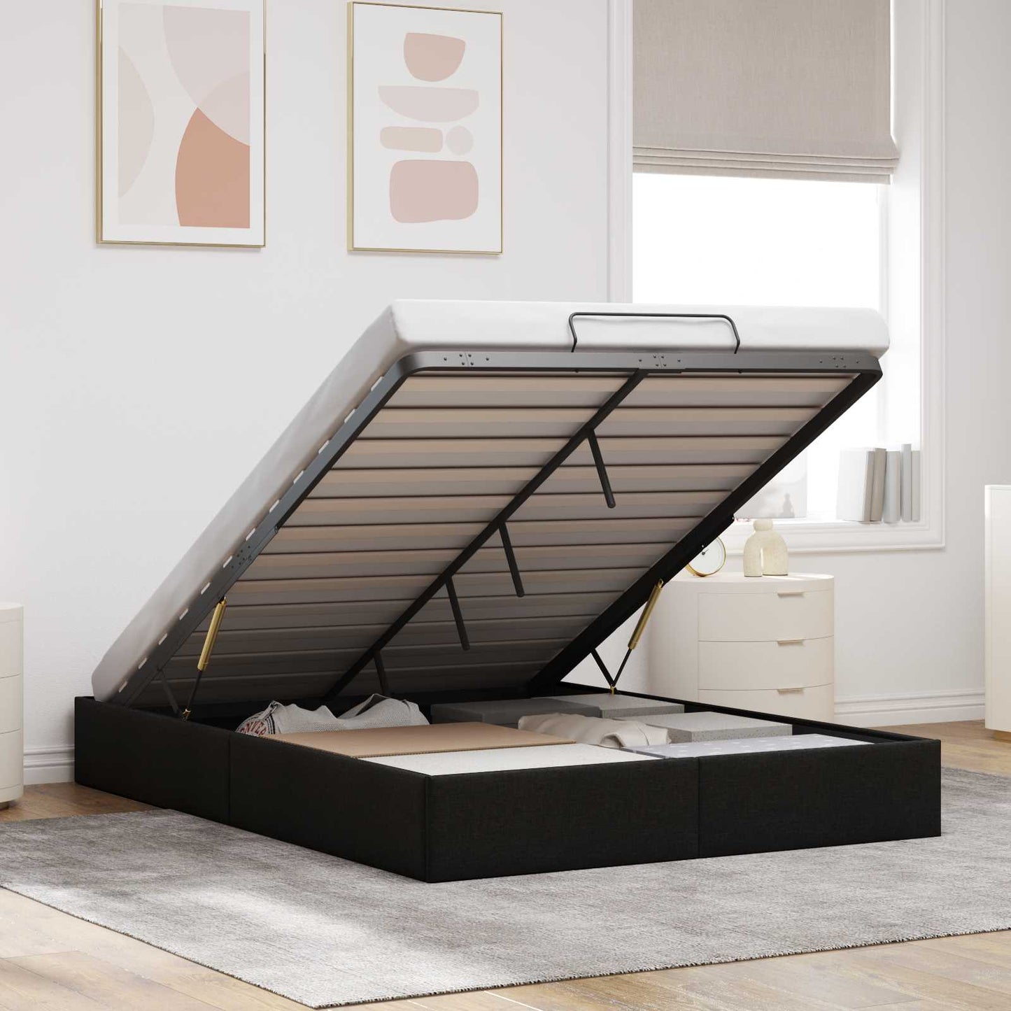 Letto ottomano Nero 153 x 203 cm Tessuto | homemem39