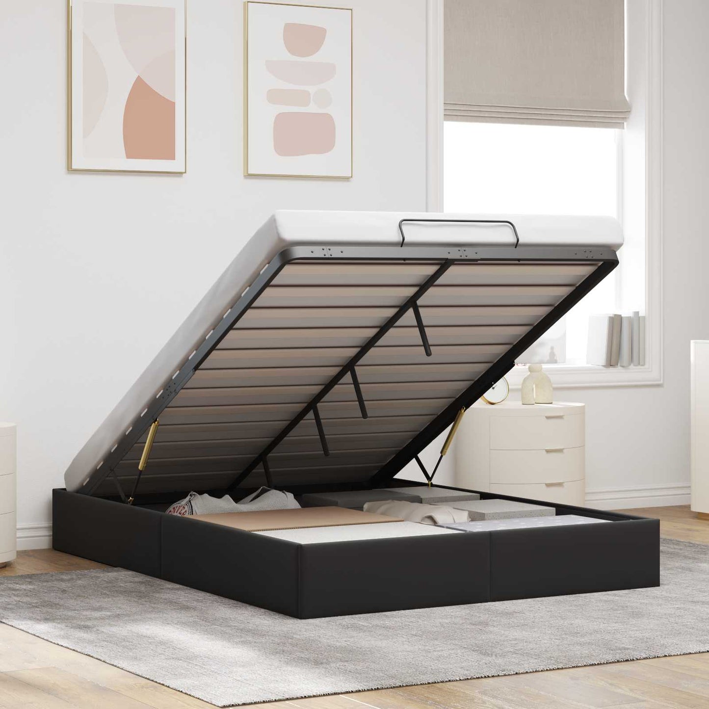 Letto ottomano Nero 153 x 203 cm Velluto | homemem39