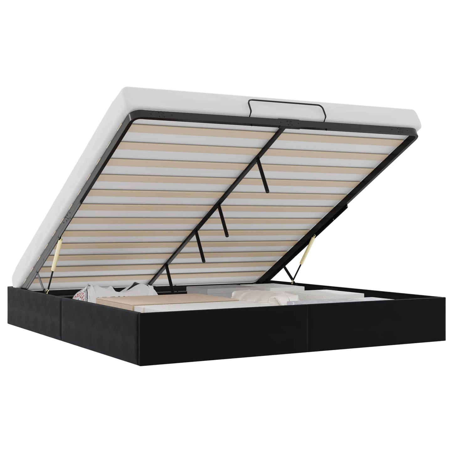 Letto ottomano Nero King size Velluto | homemem39
