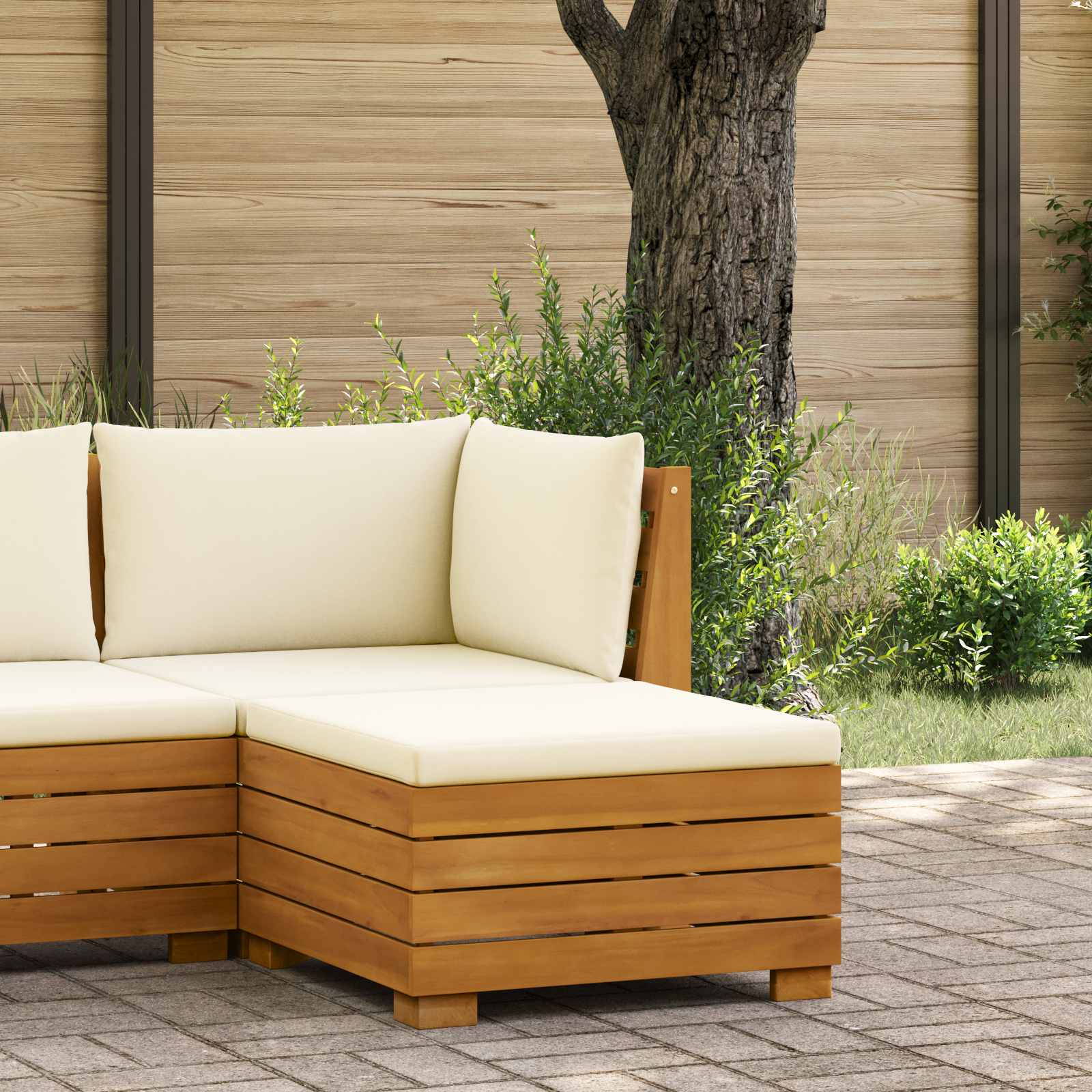 Poggiapiedi da Giardino Legno di Acacia Massello Marrone | homemem39
