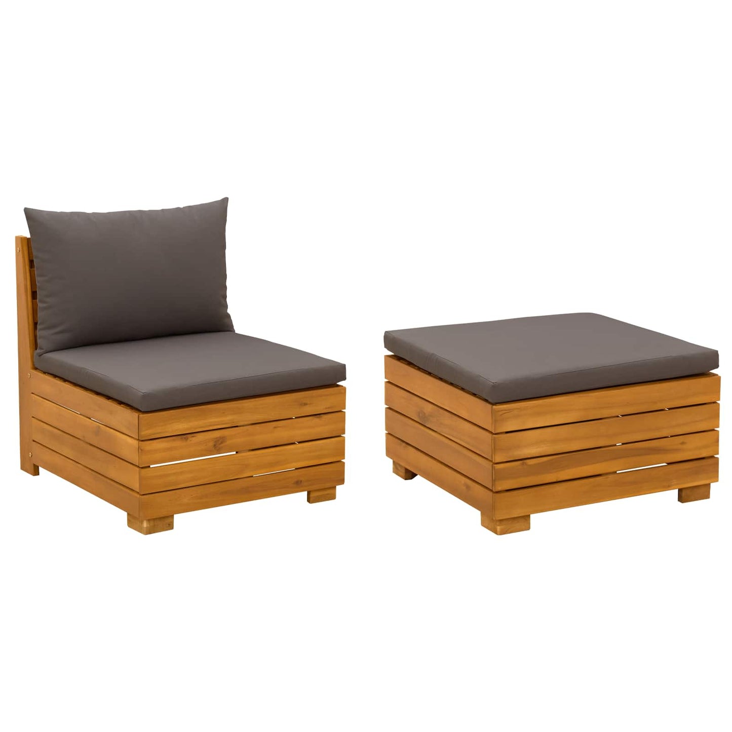 Set Lounge da Giardino 2 Pezzo Marrone Legno di Acacia Massello | homemem39