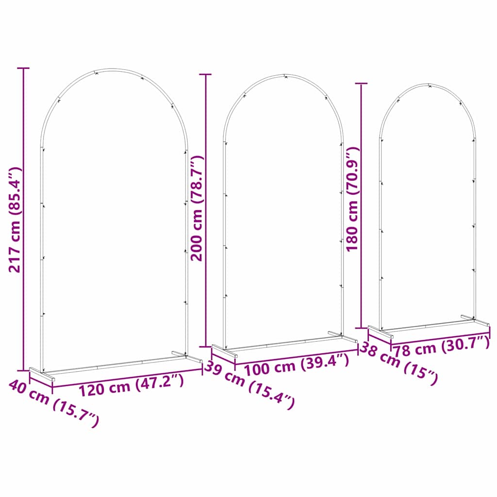 Arco Nuziale 3 pcs Bianco Acciaio | homemem39