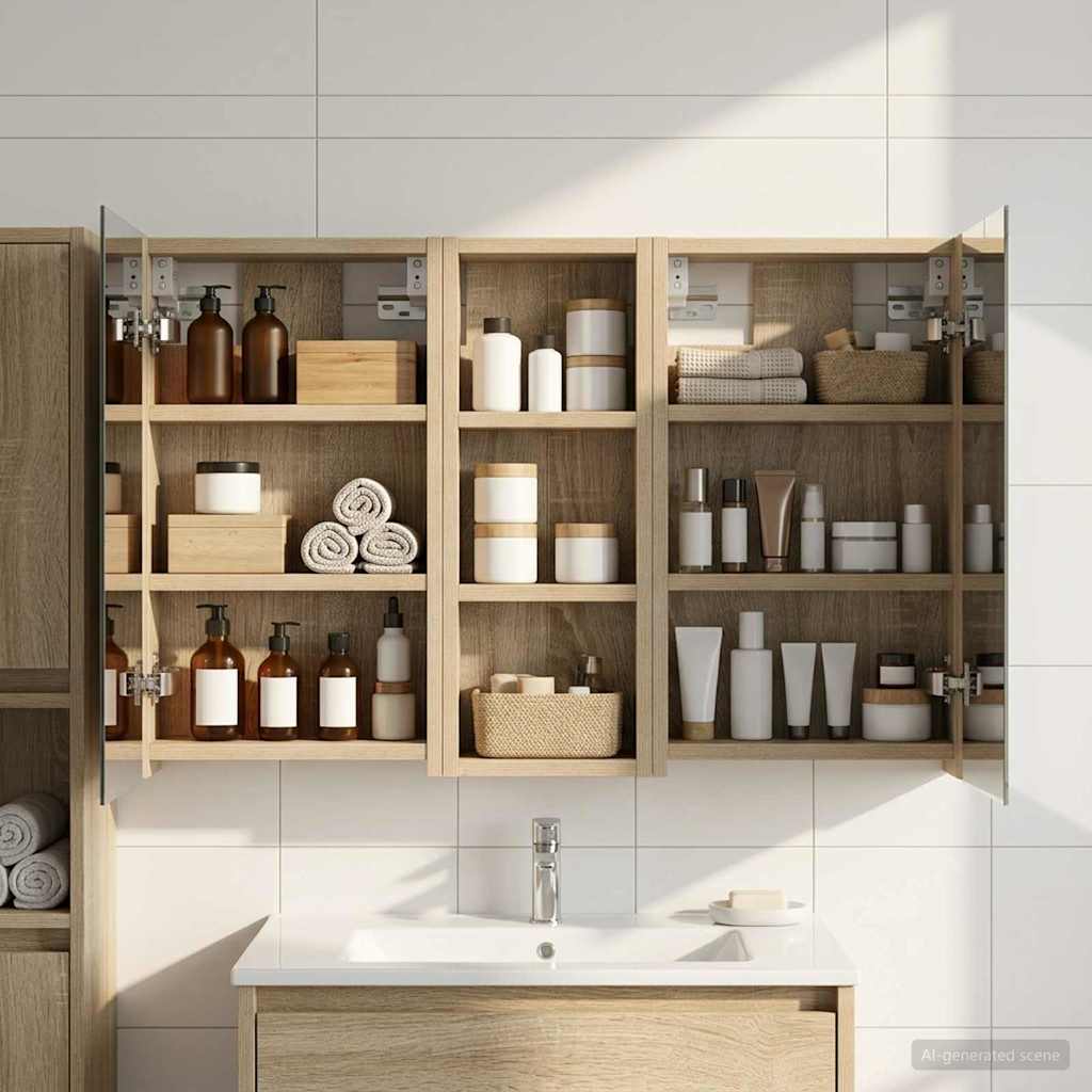 Set di Armadi da Bagno con lo scaffale 3 pcs 80 x 10,5 x 50 cm | homemem39