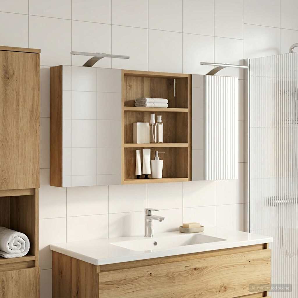 Set di Armadi da Bagno con lo scaffale 3 pcs 100 x 10,5 x 50 cm | homemem39