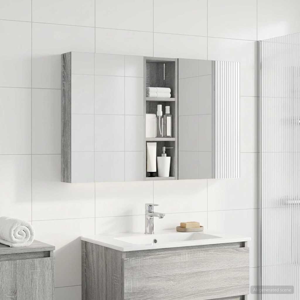 Set di Armadi da Bagno con porta 3 pcs 100 x 10,5 x 60,5 cm | homemem39