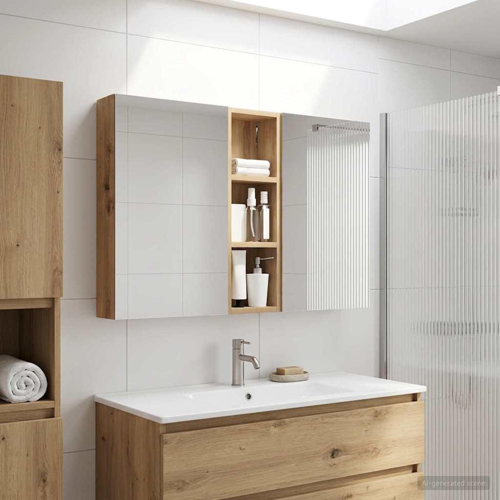 Set di Armadi da Bagno con porta 3 pcs 100 x 10,5 x 60,5 cm | homemem39