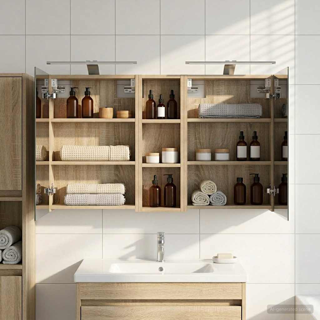 Set di Armadi da Bagno con porta 3 pcs 100 x 10,5 x 60,5 cm | homemem39