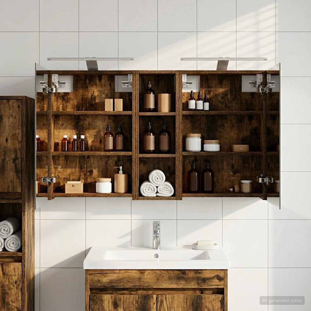 Set di Armadi da Bagno con porta 3 pcs 100 x 10,5 x 60,5 cm