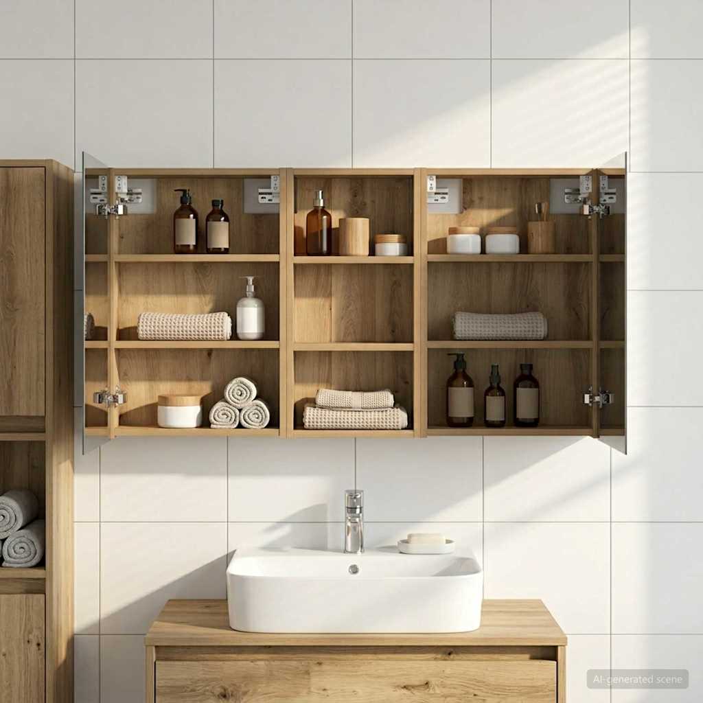 Set di Armadi da Bagno con porta 3 pcs 110 x 10,5 x 60,5 cm | homemem39