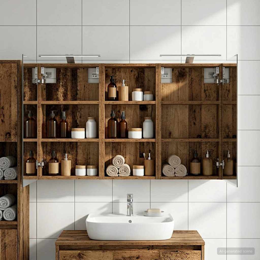 Set di Armadi da Bagno con porta 3 pcs 110 x 10,5 x 60,5 cm | homemem39