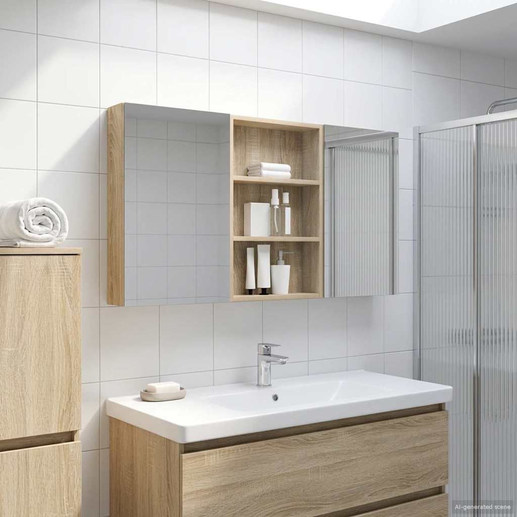 Set di Armadi da Bagno con porta 3 pcs 120 x 10,5 x 60,5 cm | homemem39