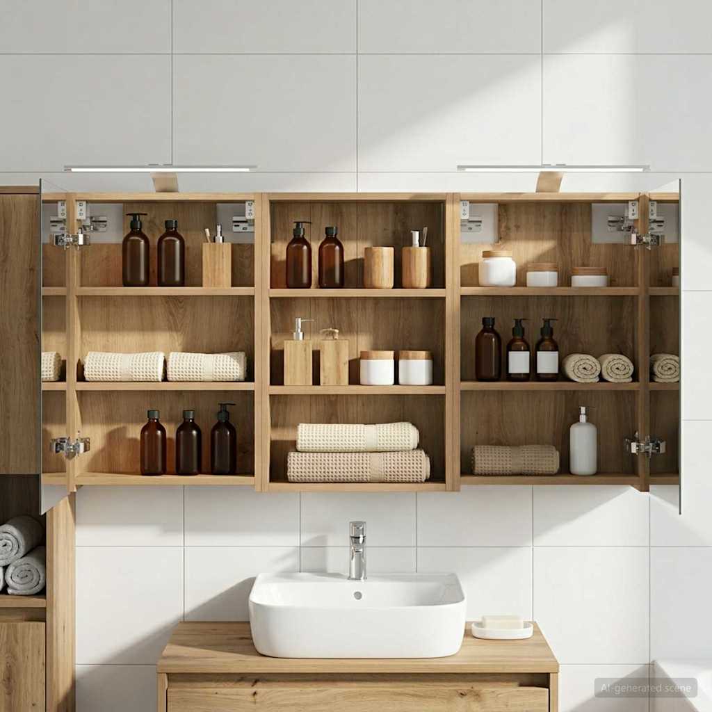 Set di Armadi da Bagno con porta 3 pcs 120 x 10,5 x 60,5 cm | homemem39