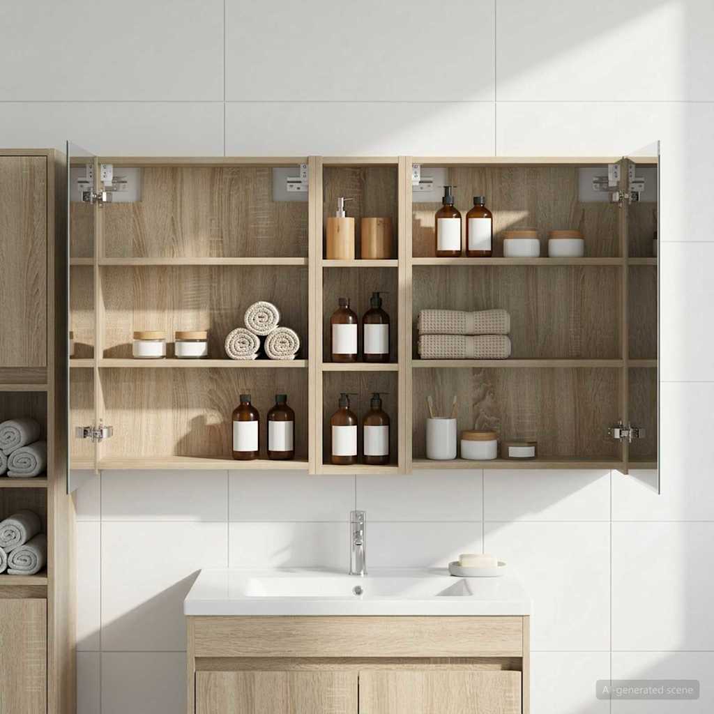 Set di Armadi da Bagno con lo scaffale 3 pcs 120 x 14,5 x 70 cm | homemem39